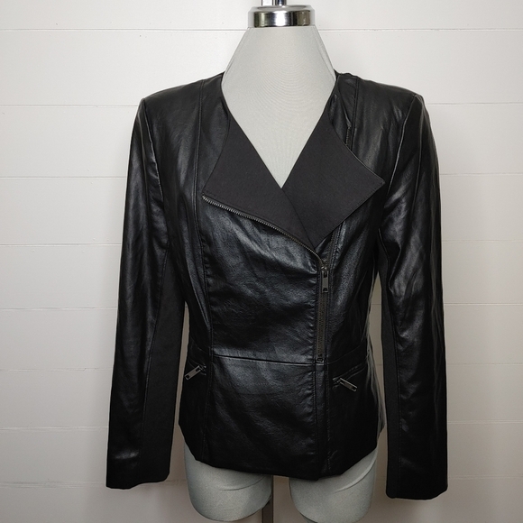 DKNY Faux Leather Jacket Size M - Picture 1 of 16